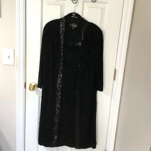 2Piece Alex Evenings Black Dress with Gorgeous Topper, NWT, Size 16